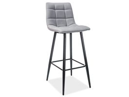 Scaun de bar tapitat cu stofa si picioare metalice, Spy H-1 Gri / Negru, l42xA34xH103 cm
