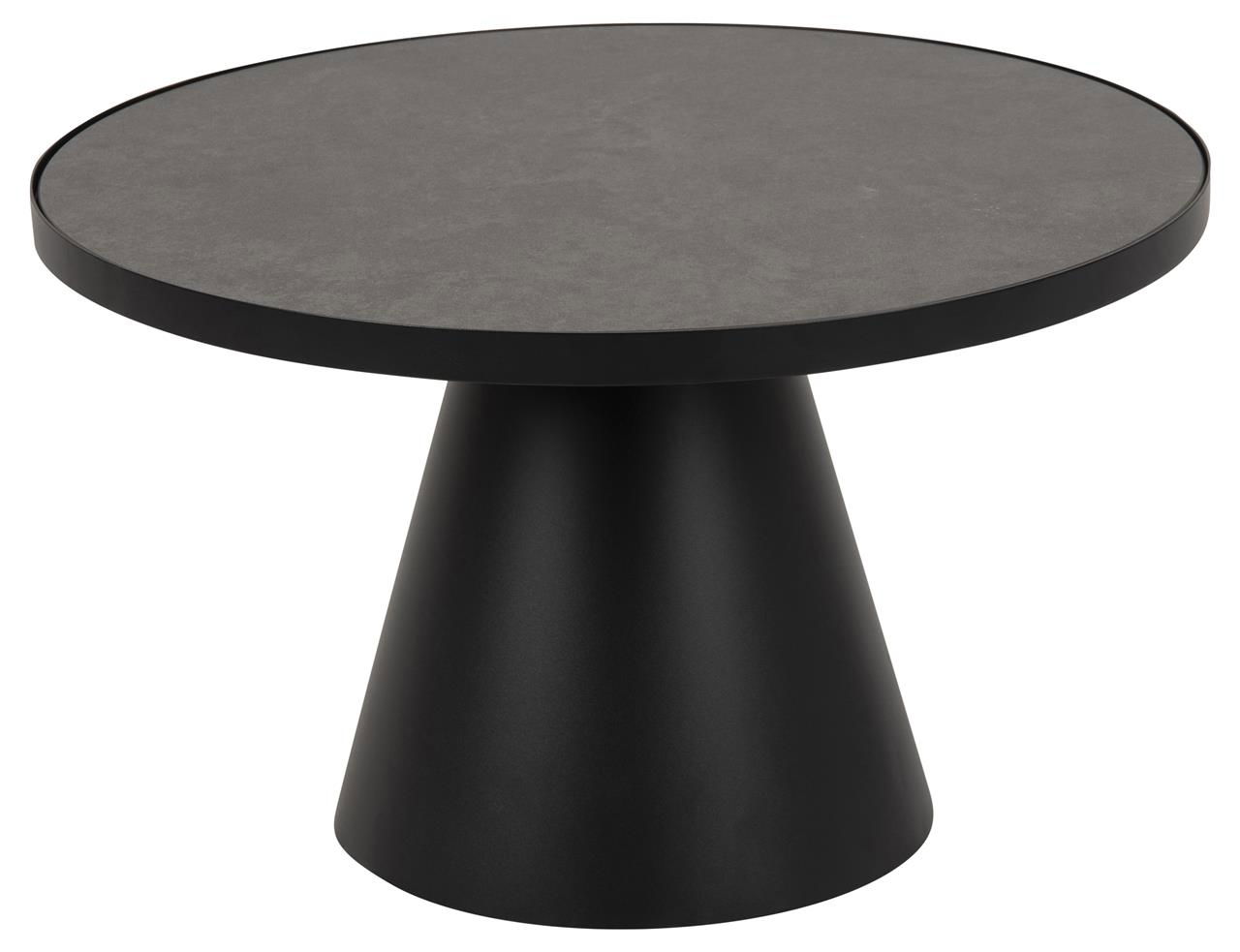 Masa de cafea din sticla, ceramica si metal Soli Negru, Ø65,7xH40 cm