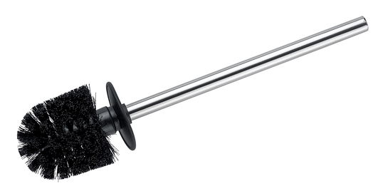 Rezerva perie toaleta din plastic, cu maner din otel inoxidabil, Brush Shiny Medium Negru, Ø8xH35 cm