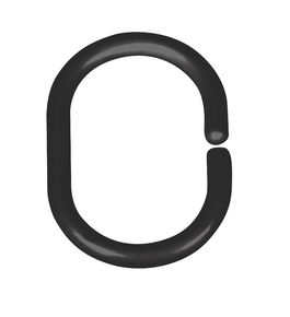 Inele perdea dus, din plastic, Hook Oval Negru, 3 x 4,5 cm, 12 bucati