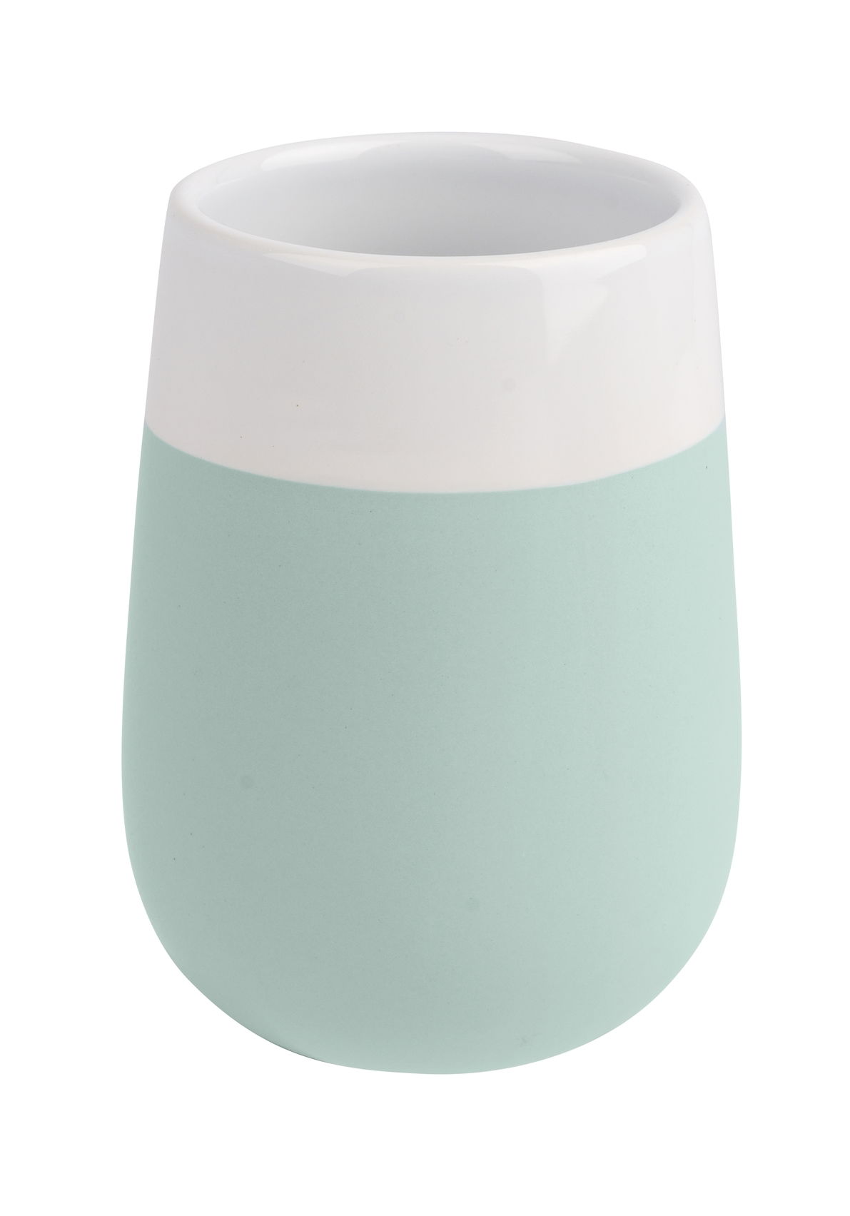 Pahar pentru periuta de dinti, din ceramica, Malta Verde Mint / Alb, Ø8xH11 cm