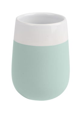 Pahar pentru periuta de dinti, din ceramica, Malta Verde Mint / Alb, Ø8xH11 cm