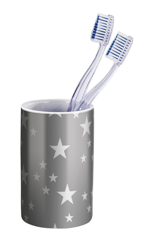 Pahar pentru periuta de dinti, din ceramica, Stella Gri, Ø6,5xH11 cm