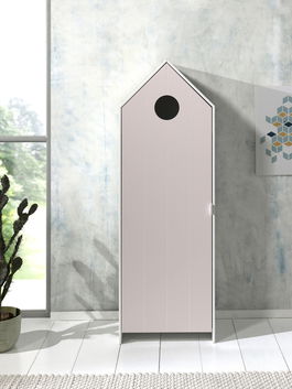 Dulap tip casuta din MDF, cu 1 usa pentru copii Casami Roz / Alb, l57,6xA37xH171,3 cm