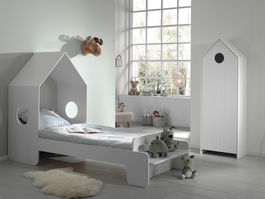 Set Mobila dormitor din MDF, pentru copii 2 piese Casami Alb, 200 x 90 cm