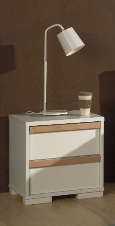 Noptiera din pal, cu 2 sertare pentru copii London Alb / Natural, l48,1xA40xH48,8 cm