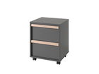 Cabinet din pal pe rotile, cu 2 sertare, pentru copii, London Antracit / Natural, l48,1xA44xH60 cm