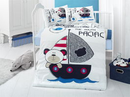 Set lenjerie pentru copii, din bumbac Ranforce, 4 piese, Pacific Multicolor, 100 x 150 cm