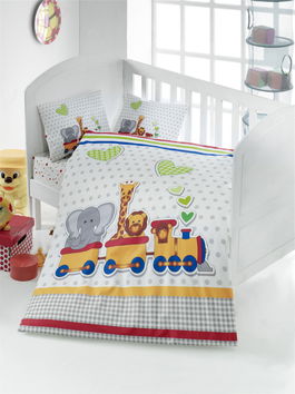 Set lenjerie pentru copii, din bumbac Ranforce, 4 piese, Madagascar Multicolor, 100 x 150 cm