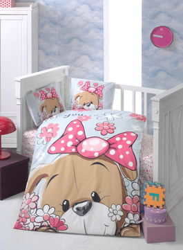 Set lenjerie pentru copii, din bumbac Ranforce, 4 piese, Cute Multicolor, 100 x 150 cm