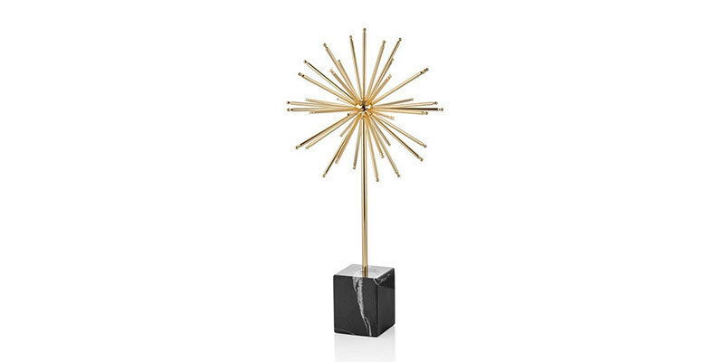 Decoratiune din metal si marmura Valentin Big Auriu / Negru, l8xA5xH30 cm
