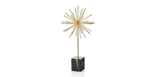 Decoratiune din metal si marmura Valentin Big Auriu / Negru, l8xA5xH30 cm