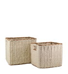 Set 2 cosuri pentru depozitare din iuta, Almacenaie Crem, l40xA34xH35 cm / l33xA30xH29 cm