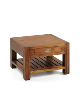 Masa de cafea din lemn si furnir, cu 1 sertar Centro Star Square Nuc, L60xl60xH40 cm