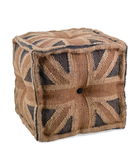 Taburet din lana si iuta England Multicolor, l40xA40xH40 cm