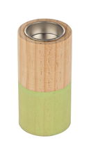 Suport lumanare din lemn Cylinder Verde / Natural, Ø6xH12 cm