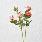 Fir floare artificiala Mini Rose Roz / Verde, Modele Asortate, H60 cm
