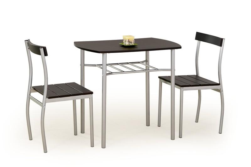 Set masa din MDF si metal + 2 scaune Lanelle Wenge, L82xl50xH75 cm
