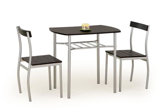 Set masa din MDF si metal + 2 scaune Lanelle Wenge, L82xl50xH75 cm
