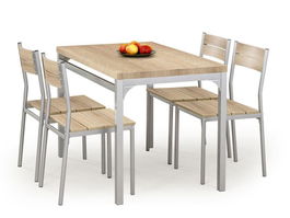 Set masa din MDF si metal + 4 scaune Melchor Sonoma Oak, L110xl70xH75 cm