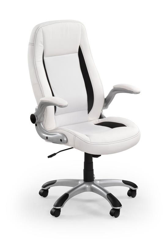 Scaun de birou directorial tapitat cu piele ecologica, Saverio Alb, l67xA65xH112-120 cm