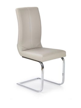 Scaun tapitat cu piele ecologica si picioare metalice, Kai-219 Capuccino / Crom, l43xA51xH102 cm