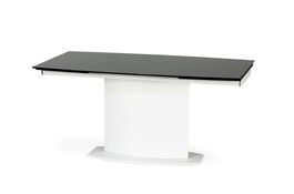 Masa extensibila din sticla si metal, Andor Negru / Alb, L160-250xl90xH76 cm