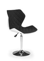Scaun de bar tapitat cu piele ecologica si stofa Maxie II Negru / Alb, l48xA53xH92-104 cm