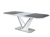 Masa extensibila din ceramica si MDF, Valli Gri / Alb, L160-220xl90xH76 cm