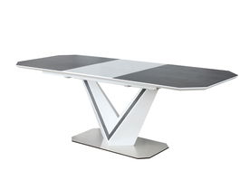 Masa extensibila din ceramica si MDF, Valli Gri / Alb, L160-220xl90xH76 cm