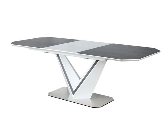 Masa extensibila din ceramica si MDF, Valli Gri / Alb, L160-220xl90xH76 cm
