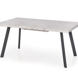 Masa extensibila din MDF si metal, Dallin Alb / Negru, L160-220xl90xh76 cm