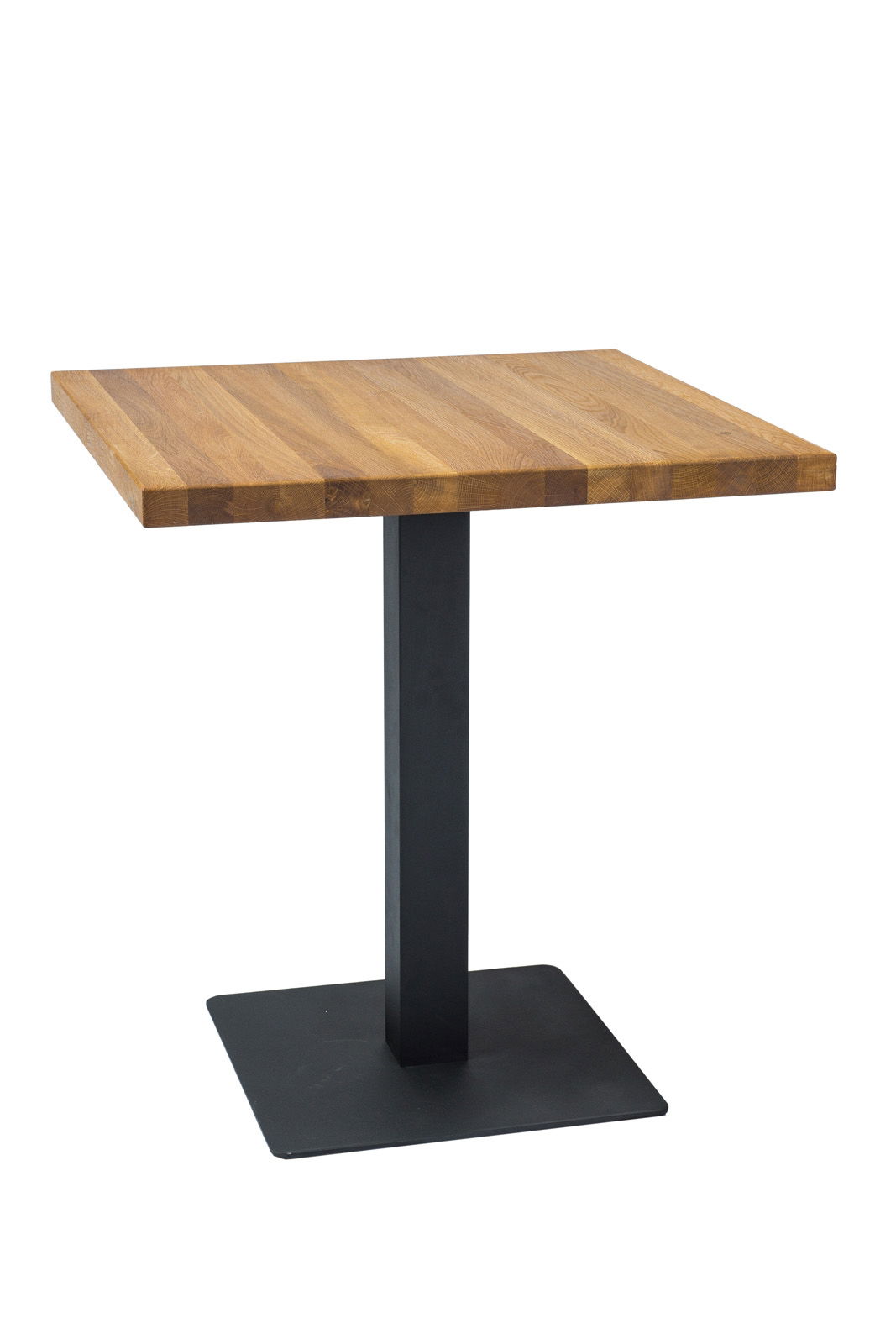 Masa din furnir si metal, Prudence Stejar / Negru, L80xl80xH76 cm