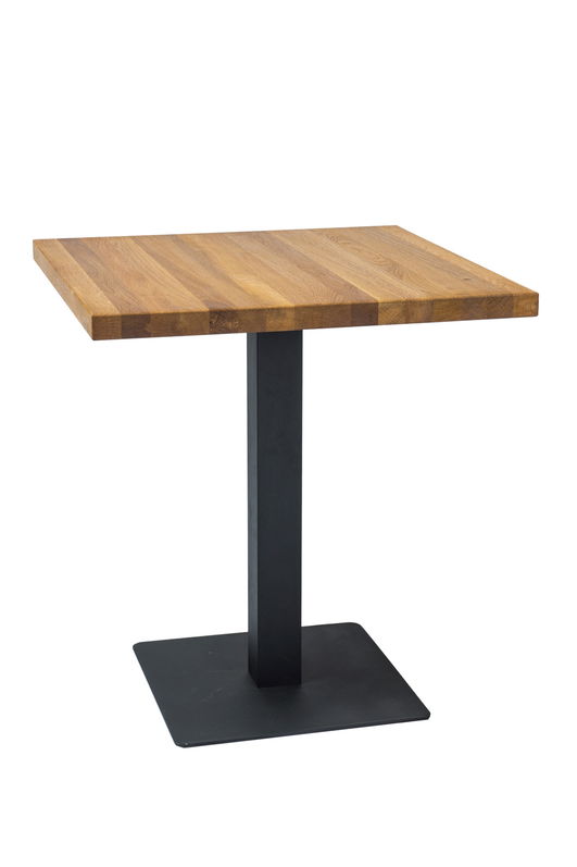 Masa din furnir si metal, Prudence Stejar / Negru, L80xl80xH76 cm