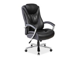 Scaun de birou directorial tapitat cu piele ecologica si stofa, Ceron Negru, l70xA57xH122-130 cm