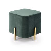 Taburet tapitat cu stofa si picioare metalice, Corey Velvet Verde Inchis / Auriu, l42xA42xH42 cm
