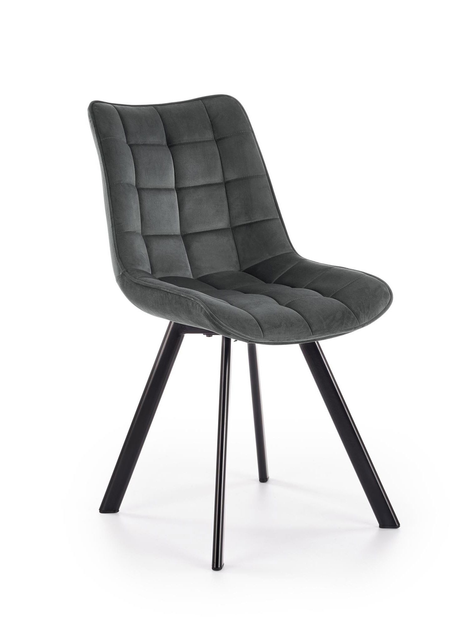 Scaun tapitat cu stofa si picioare metalice, Kai-332 Velvet Gri inchis / Negru, l46xA61xH84 cm
