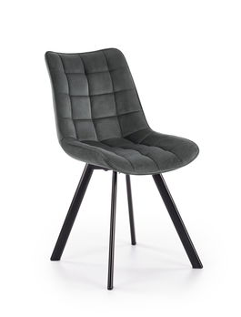 Scaun tapitat cu stofa si picioare metalice, Kai-332 Velvet Gri inchis / Negru, l46xA61xH84 cm