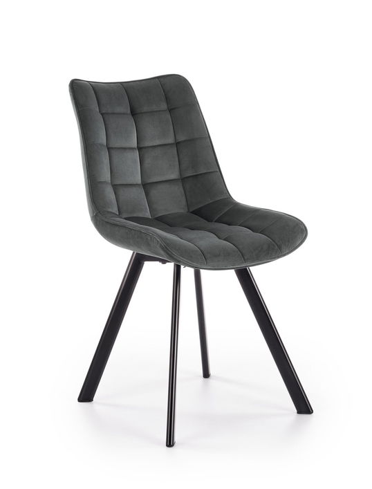 Scaun tapitat cu stofa si picioare metalice, Kai-332 Velvet Gri inchis / Negru, l46xA61xH84 cm