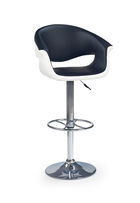 Scaun de bar tapitat cu piele ecologica, cu picior metalic Hoku-46 Negru / Alb, l60xA52xH93-115 cm