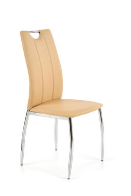 Scaun tapitat cu piele ecologica, cu picioare metalice Kai-187 Bej / Crom, l46xA56xH97 cm
