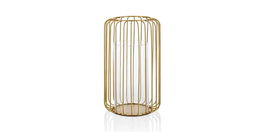 Suport lumanare din sticla si metal Diamond Tall Transparent / Auriu, Ø20xH30 cm