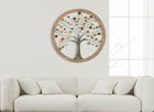 Decoratiune de perete din MDF si metal Life Tree II Natural, Ø80 cm
