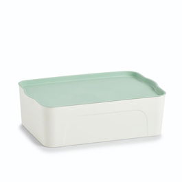 Cutie pentru depozitare din plastic, Lid II Alb / Verde Mint, L44,5xl30xH14 cm