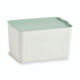 Cutie pentru depozitare din plastic, Lid III Alb / Verde Mint, L44,5xl30xH24,5 cm