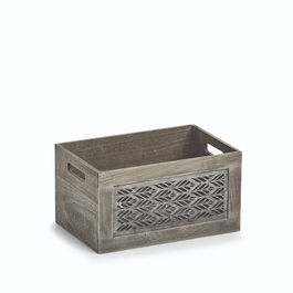 Cutie pentru depozitare din lemn, Leaves Small Gri, L30xl20xH16 cm