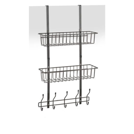 Suport de usa cu 2 compartimente pentru depozitare, din metal, Rack II Negru, l39xA16xH71,5 cm