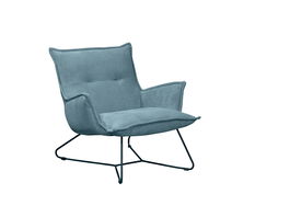Fotoliu fix tapitat cu stofa si picioare metalice, Victorio 2 Albastru, l82xA86xH76 cm