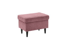 Taburet tapitat cu stofa si picioare din lemn, Oskard Rose, l63xA42xH43 cm