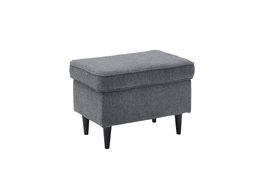 Taburet tapitat cu stofa si picioare din lemn, Oskard Gri Inchis, l63xA42xH43 cm